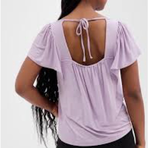 New Gap SS Luxe Flutter Sleeve Top Sz S Lavender Frost NIP - Picture 2 of 8
